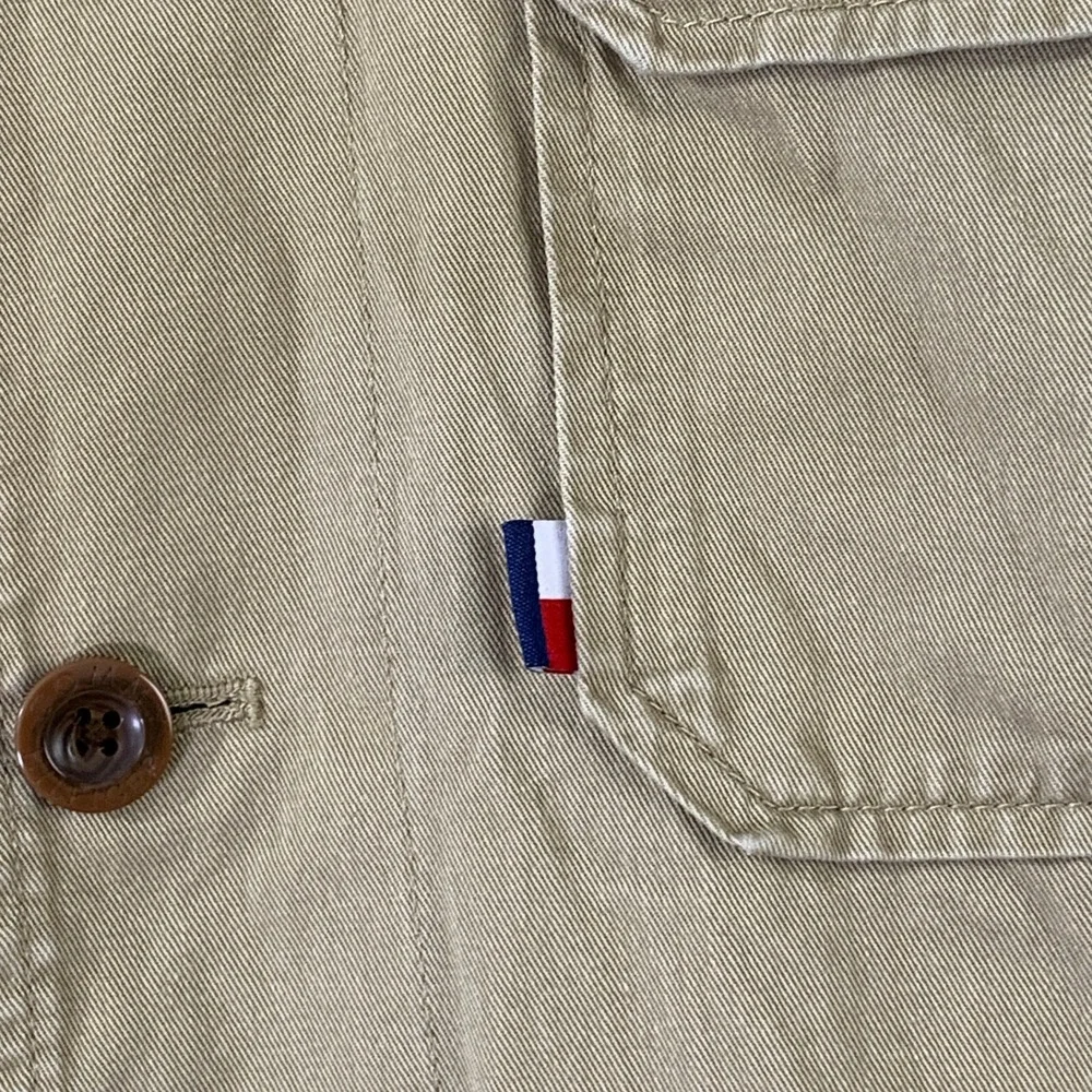 VTG Tommy Hilfiger Chore Jacket Men Small Beige Safari Utility Y2K Baggy